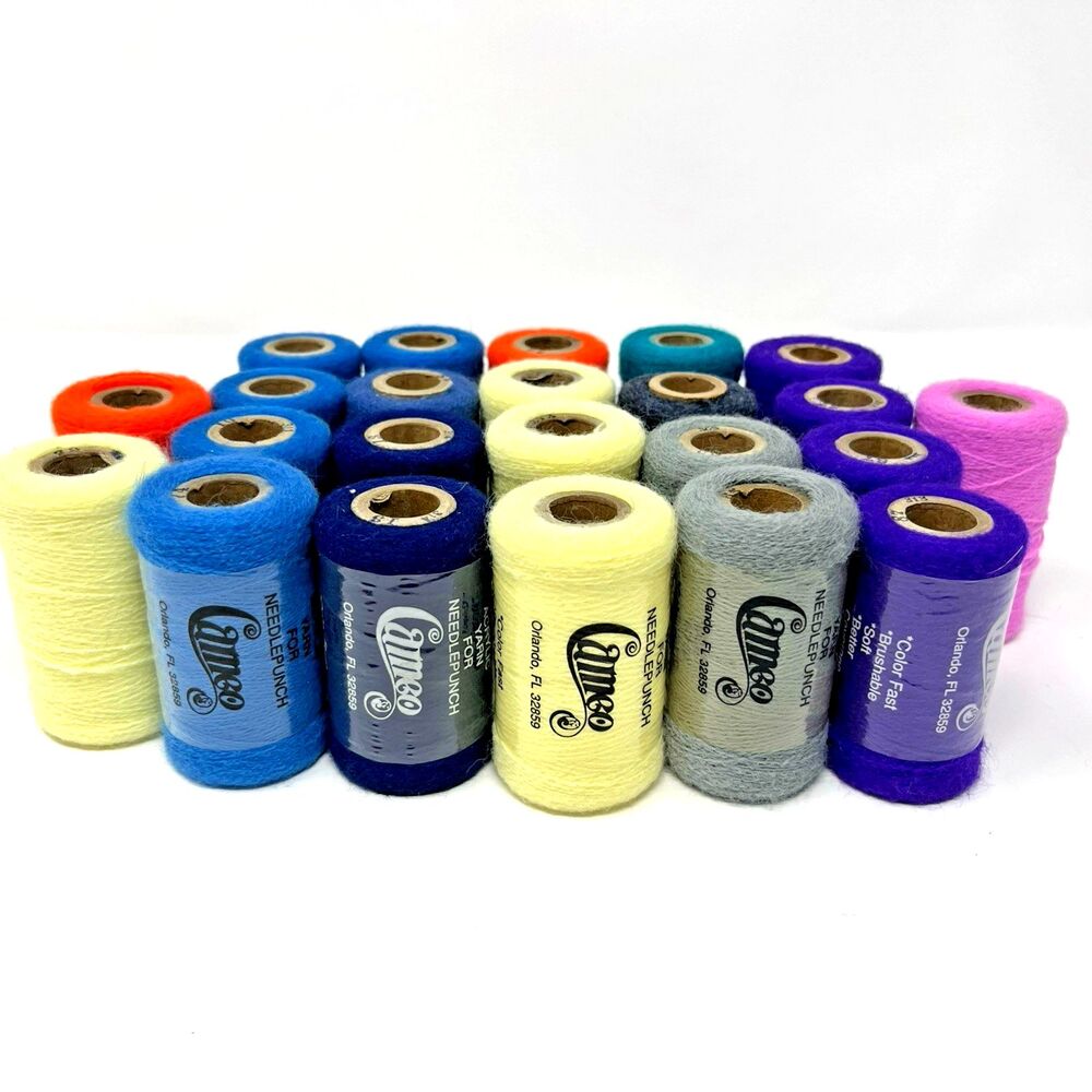 Vtg Cameo Premium Acrylic Needlepunch Yarn 20 New 3 Open 200 Yd Skeins 11 Colors